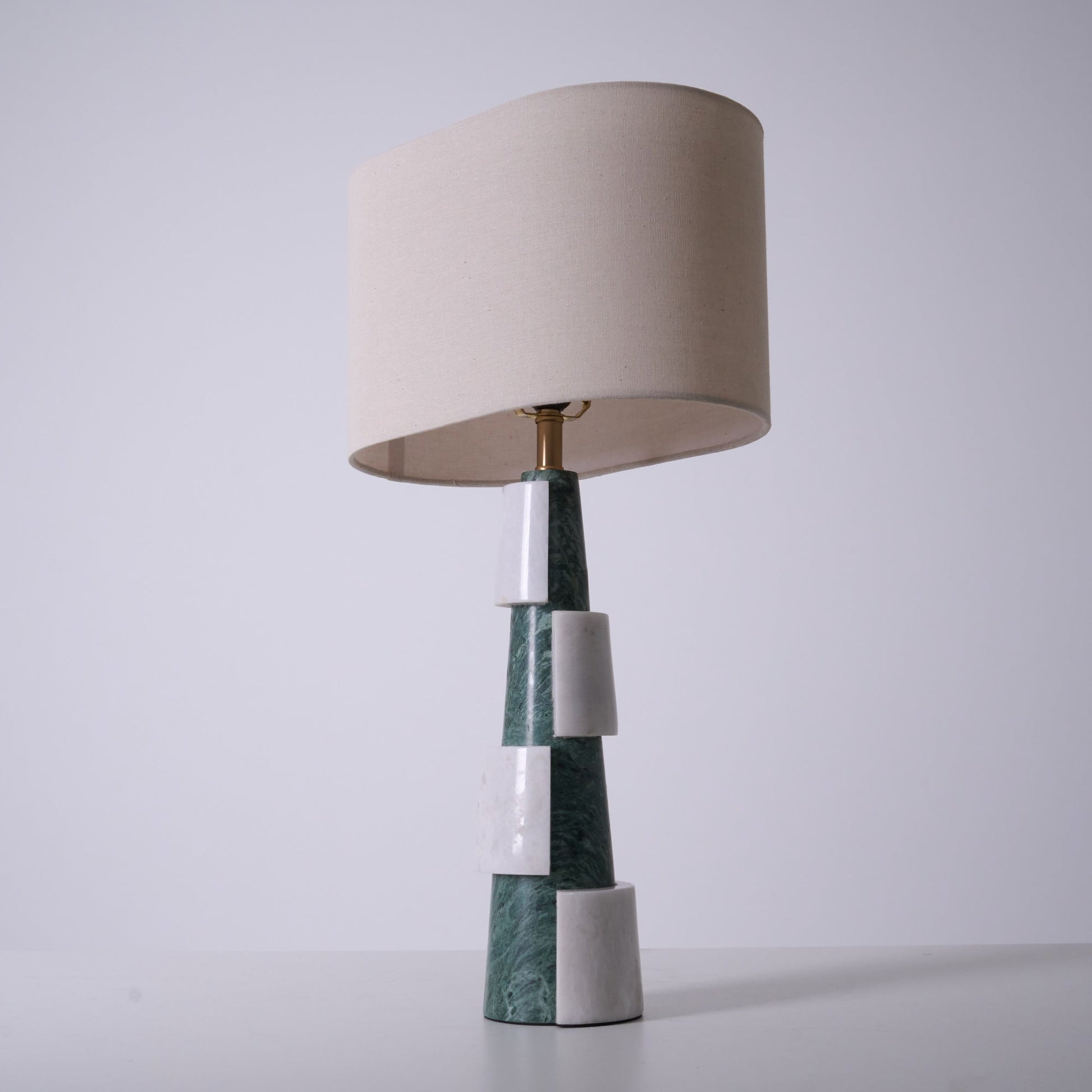 Obelisk Stacked Marble Table Lamp-Neutral Decor