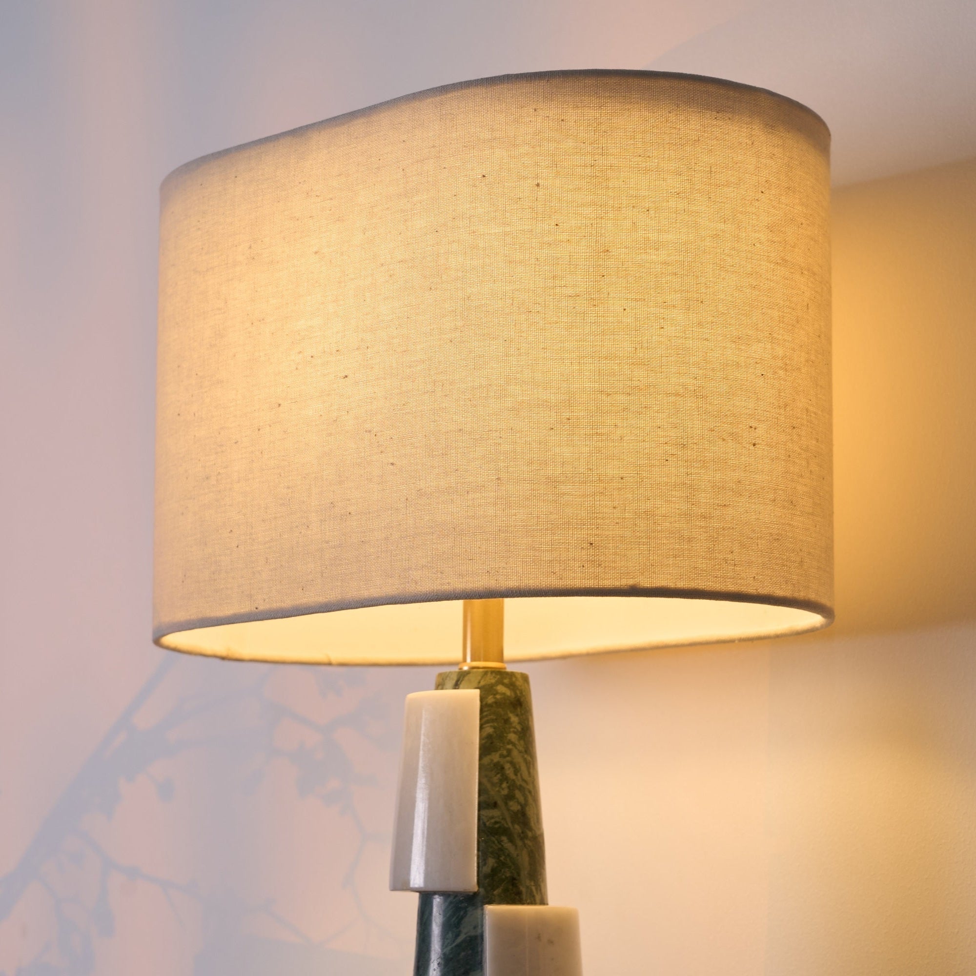Obelisk Stacked Marble Table Lamp-Neutral Decor
