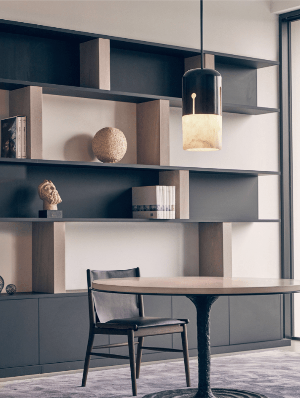 Silas Alabaster Duotone Capsule Pendant Lamp-Neutral Decor