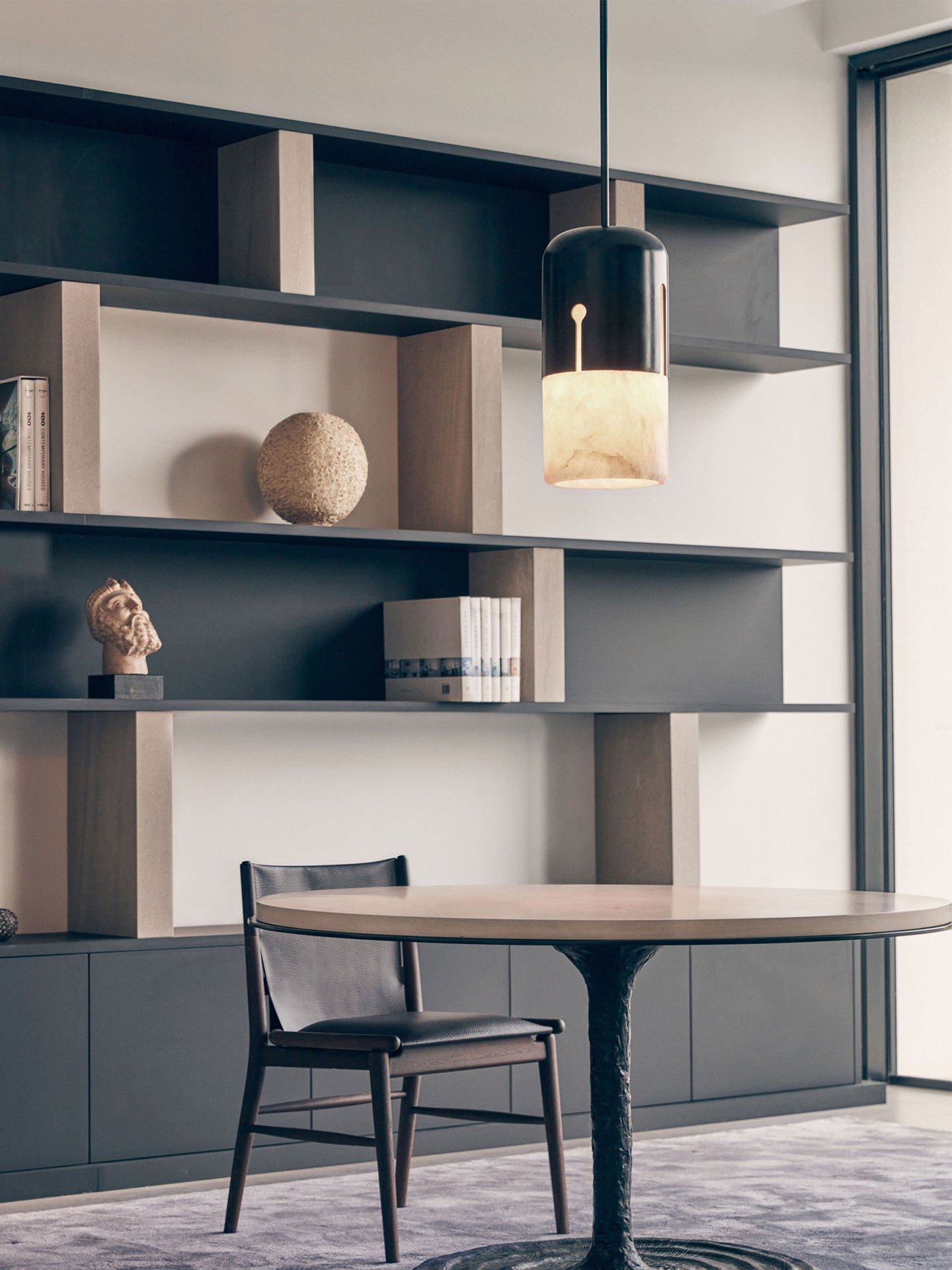 Silas Alabaster Duotone Capsule Pendant Lamp-Neutral Decor