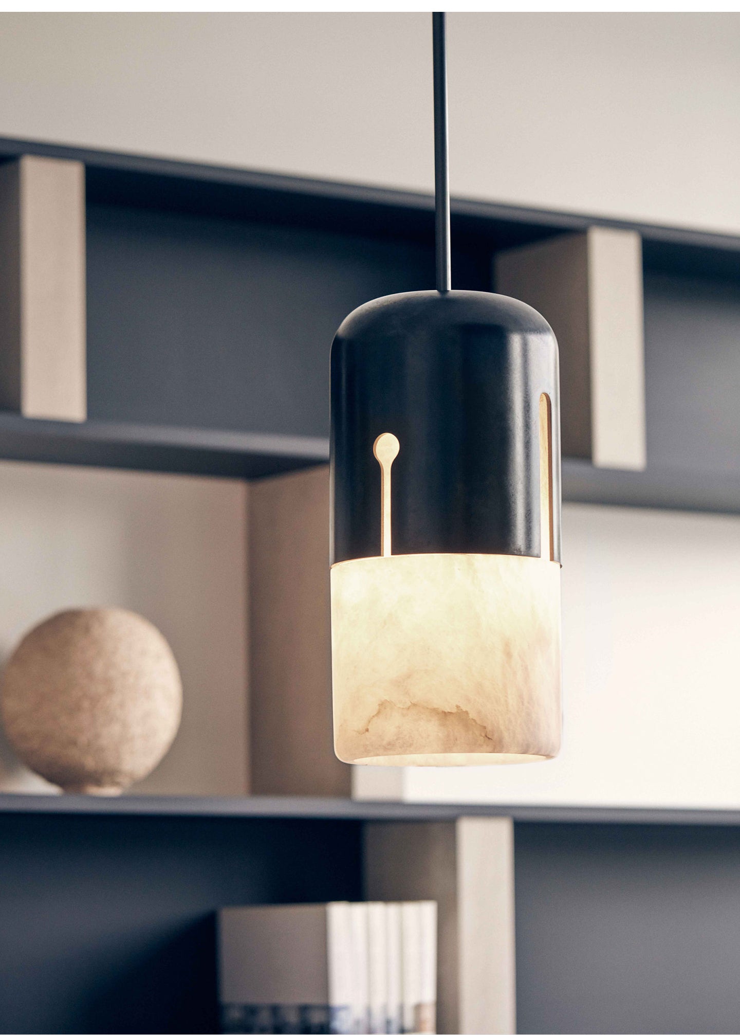 Silas Alabaster Duotone Capsule Pendant Lamp-Neutral Decor