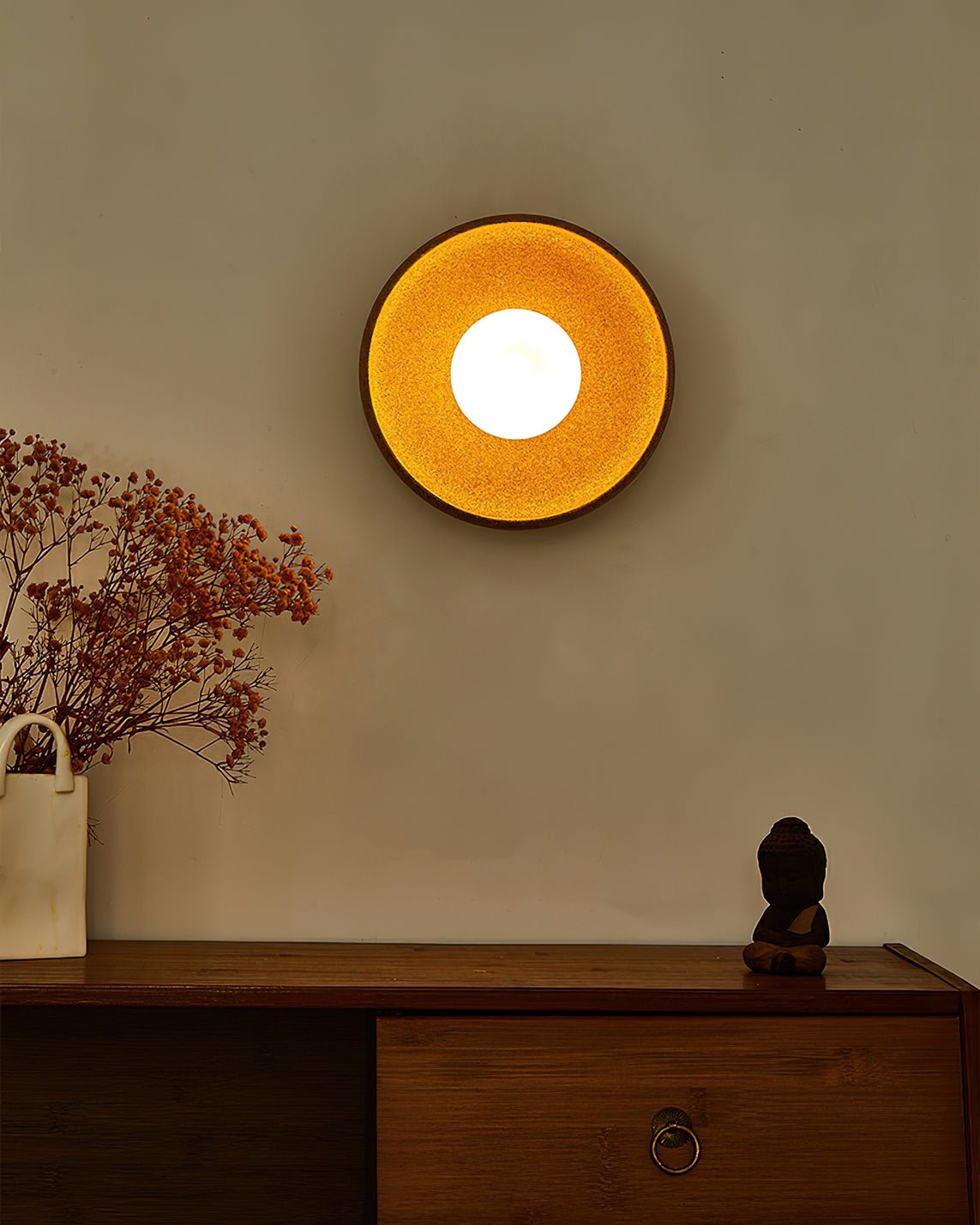 Civarir Modern Minimalist Round Glass Ceramic Wall Light-Neutral Decor