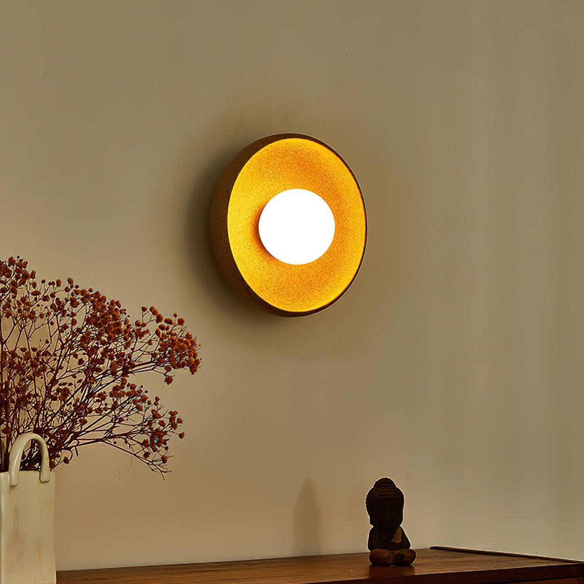 Civarir Modern Minimalist Round Glass Ceramic Wall Light-Neutral Decor