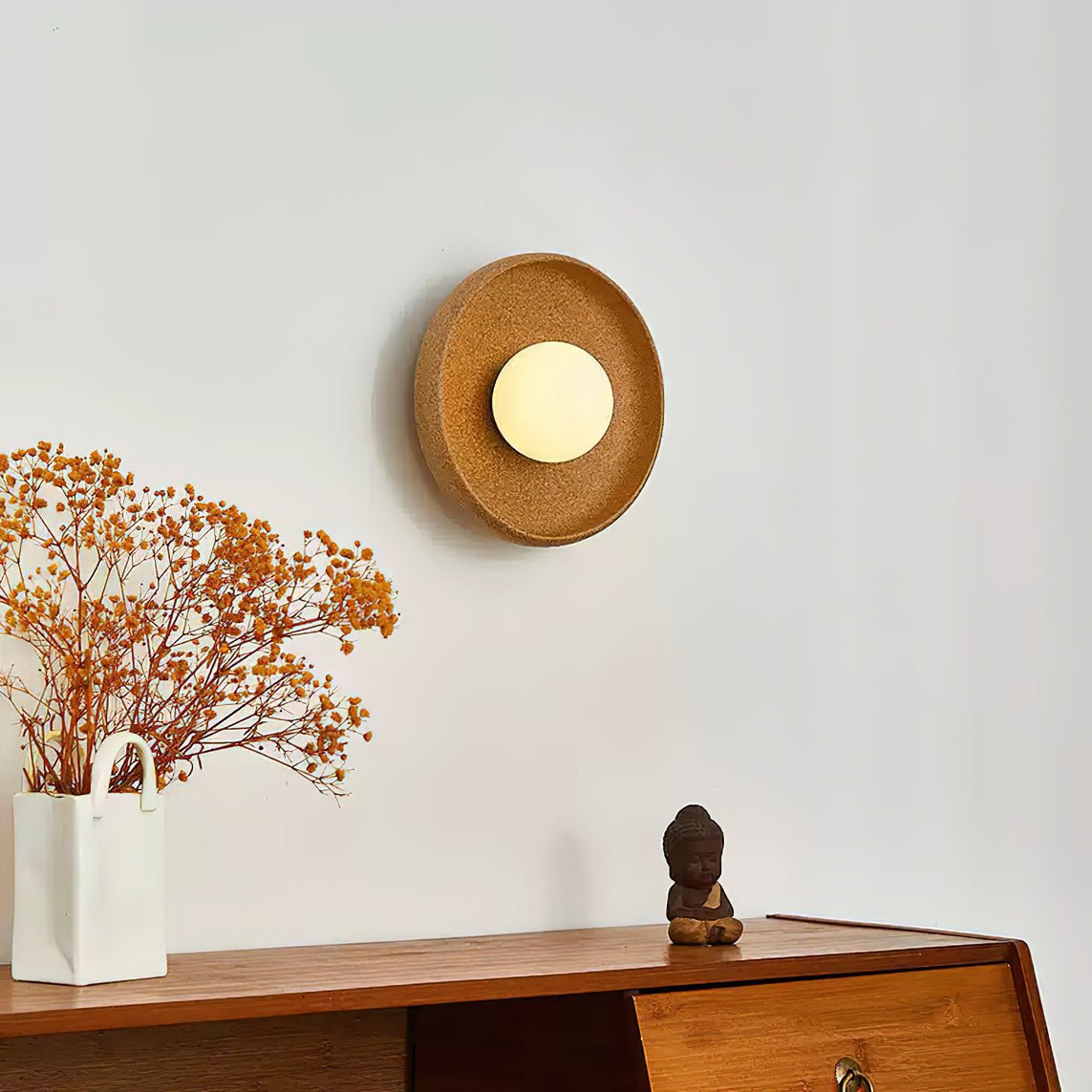 Civarir Modern Minimalist Round Glass Ceramic Wall Light-Neutral Decor