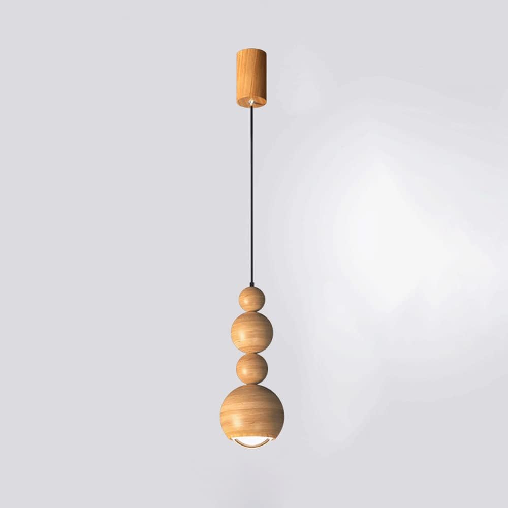 Muto Vintage LED Pendant Globe Light White Metal Wood Bedroom - Neutral Decor