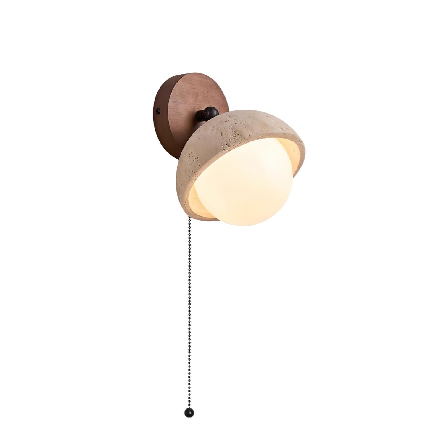 Wall Lamp Travertine and Wood Minimalist Soft Glow Modern Accent