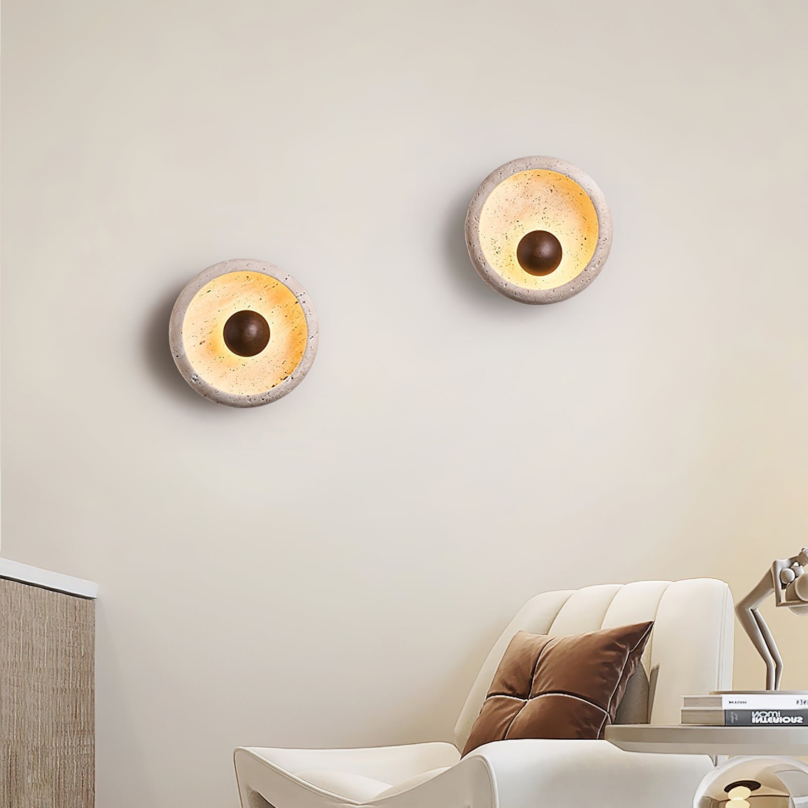 Ritta Concave Travertine Wall Lamp - Neutralighting