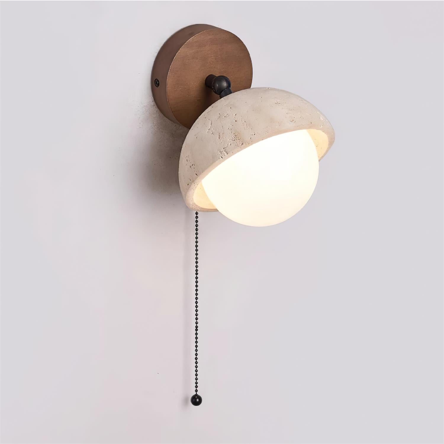 Wall Lamp Travertine and Wood Minimalist Soft Glow Modern Accent