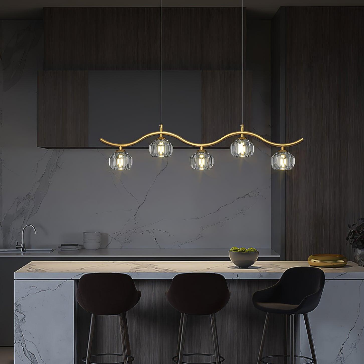 Lustra Chandelier Copper and Crystal Geometrical-Neutral Decor
