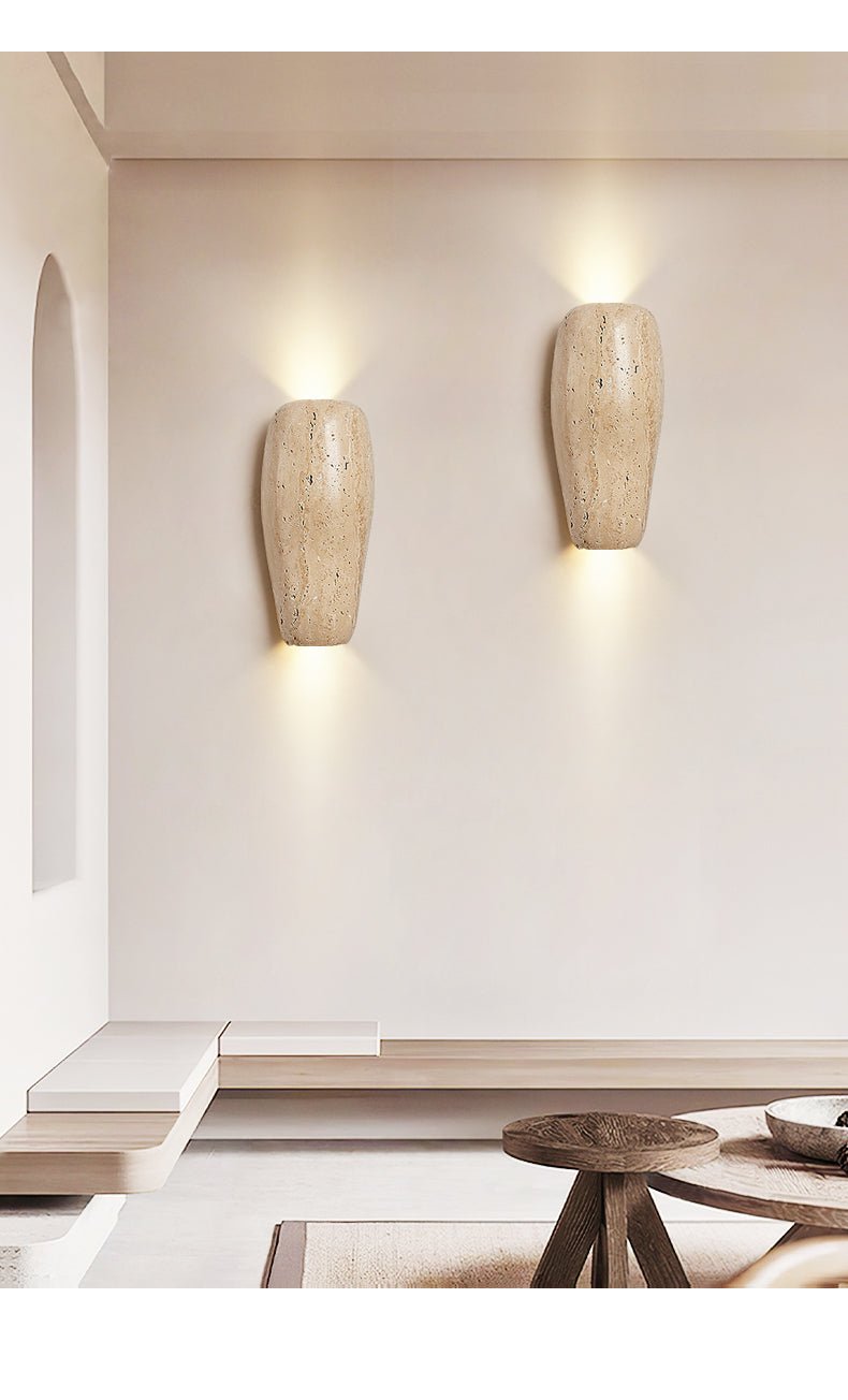 Earthy Stone Wall Sconce-Neutral Decor