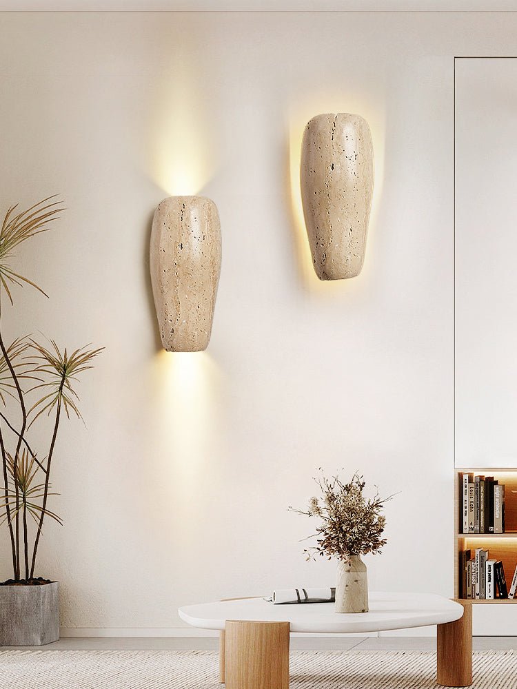 Earthy Stone Wall Sconce-Neutral Decor