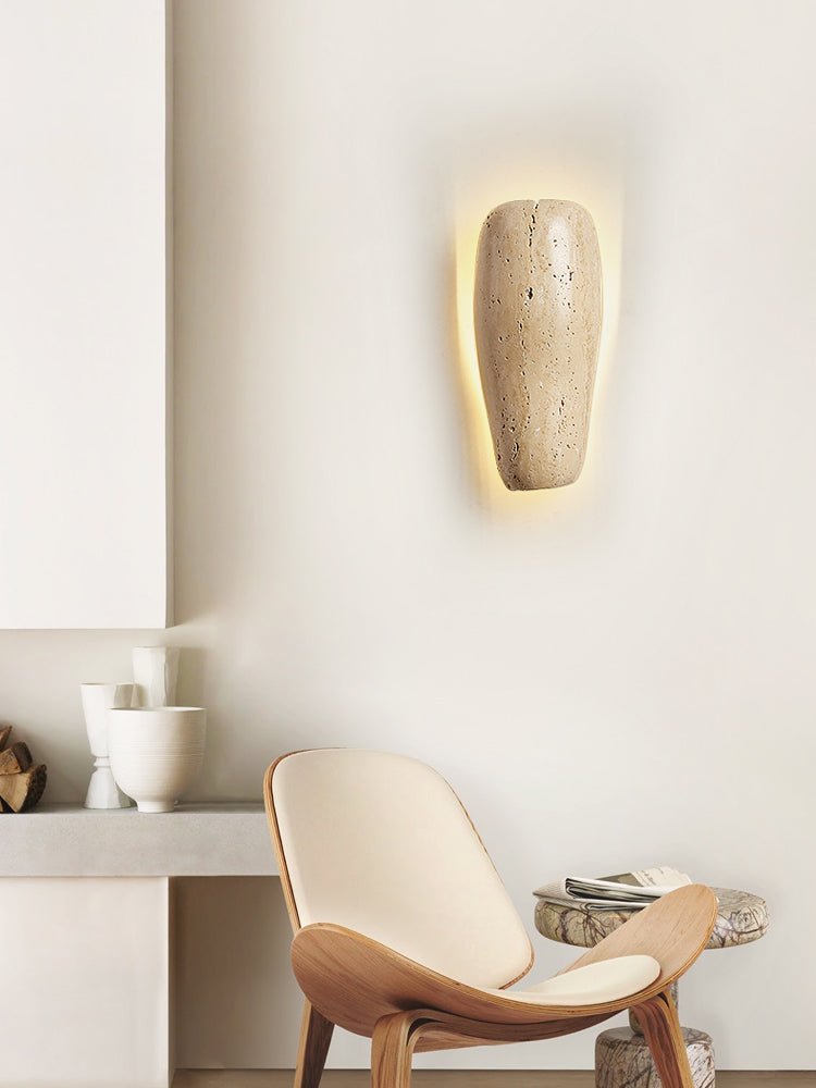 Earthy Stone Wall Sconce-Neutral Decor