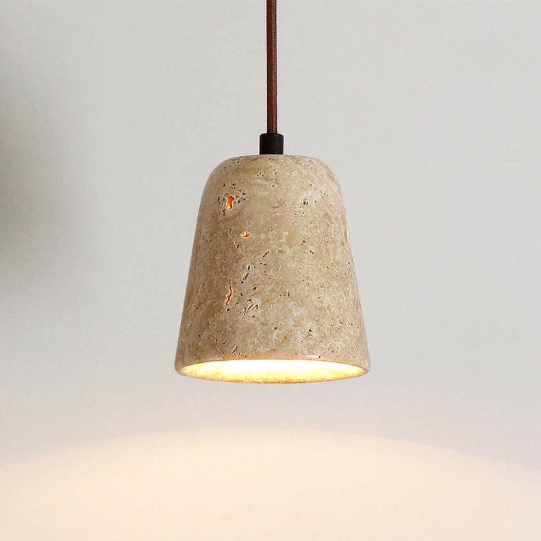 Earthy Travertine Cone Pendant Light-Neutral Decor