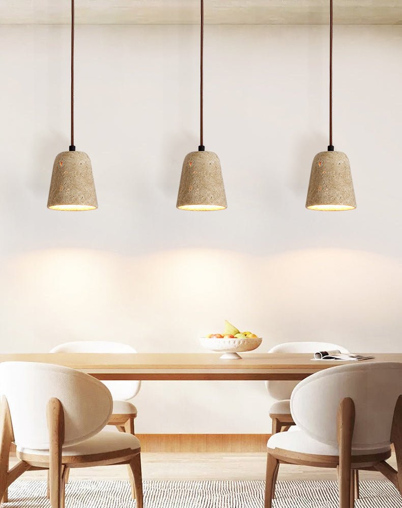 Earthy Travertine Cone Pendant Light-Neutral Decor