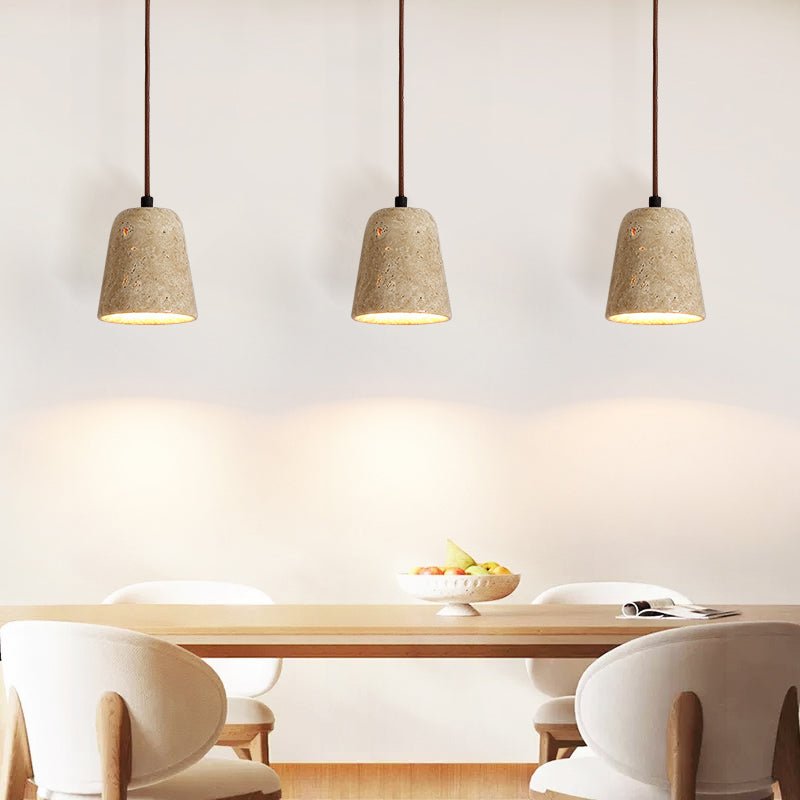 Earthy Travertine Cone Pendant Light-Neutral Decor