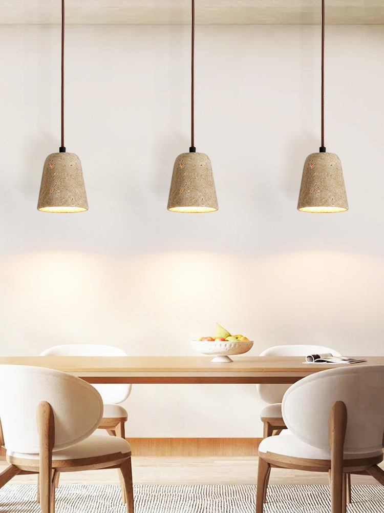 Earthy Travertine Cone Pendant Light-Neutral Decor