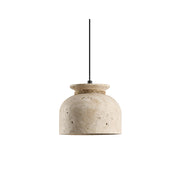 Easton Pendant Lamp with a travertine dome shade, Model A.