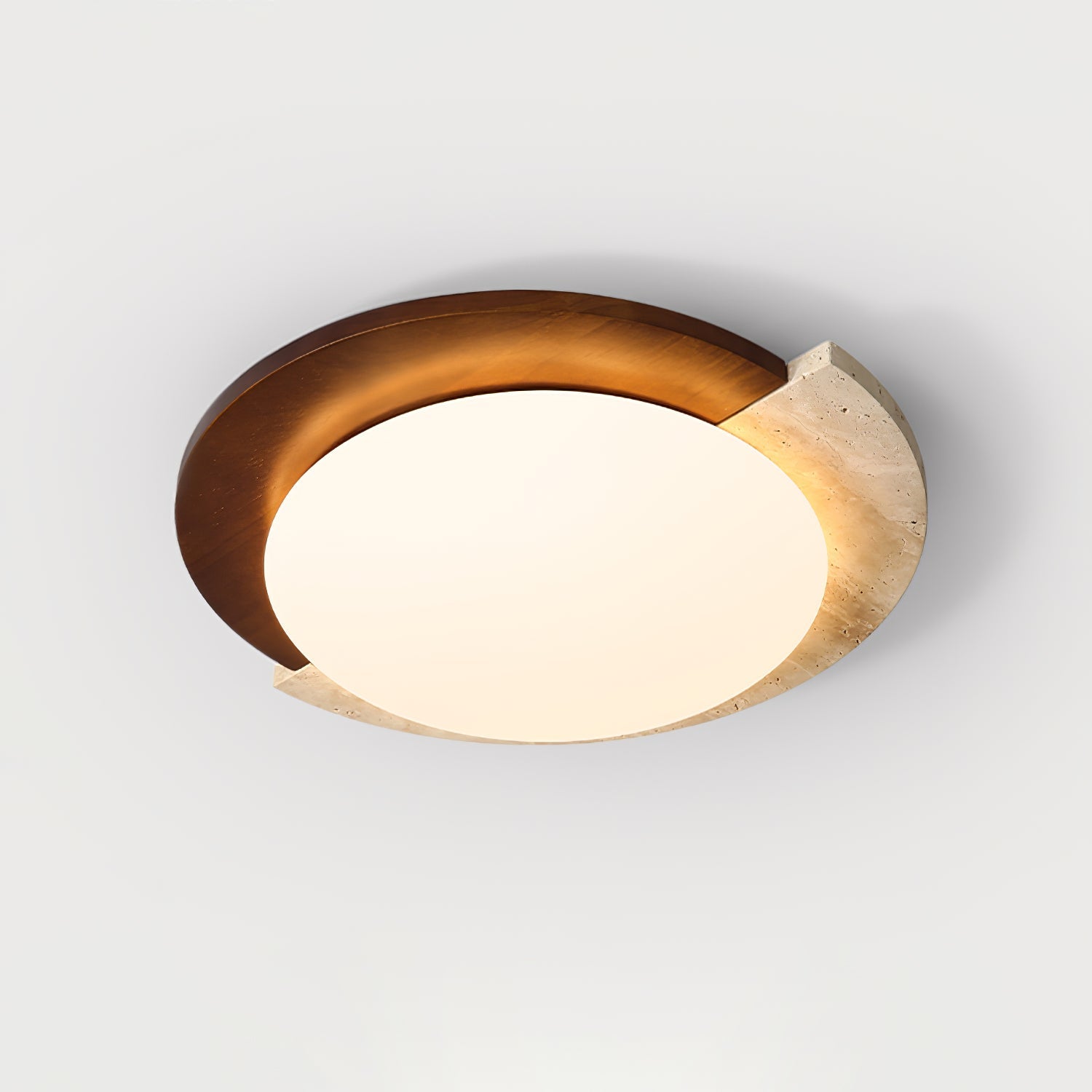 Cularo Arc-Rim Travertine Ceiling Light-Neutral Decor