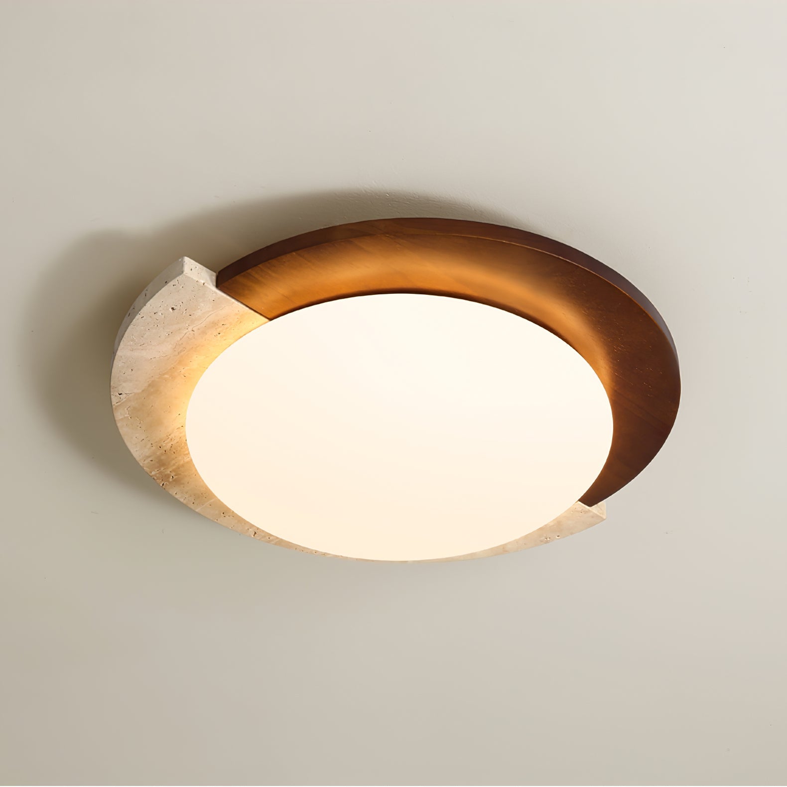 Cularo Arc-Rim Travertine Ceiling Light-Neutral Decor