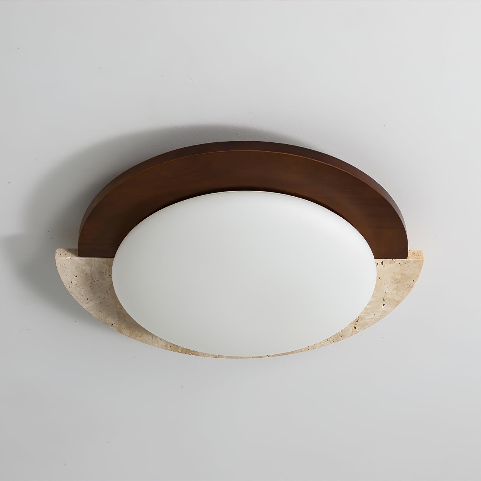 Cularo Arc-Rim Travertine Ceiling Light-Neutral Decor
