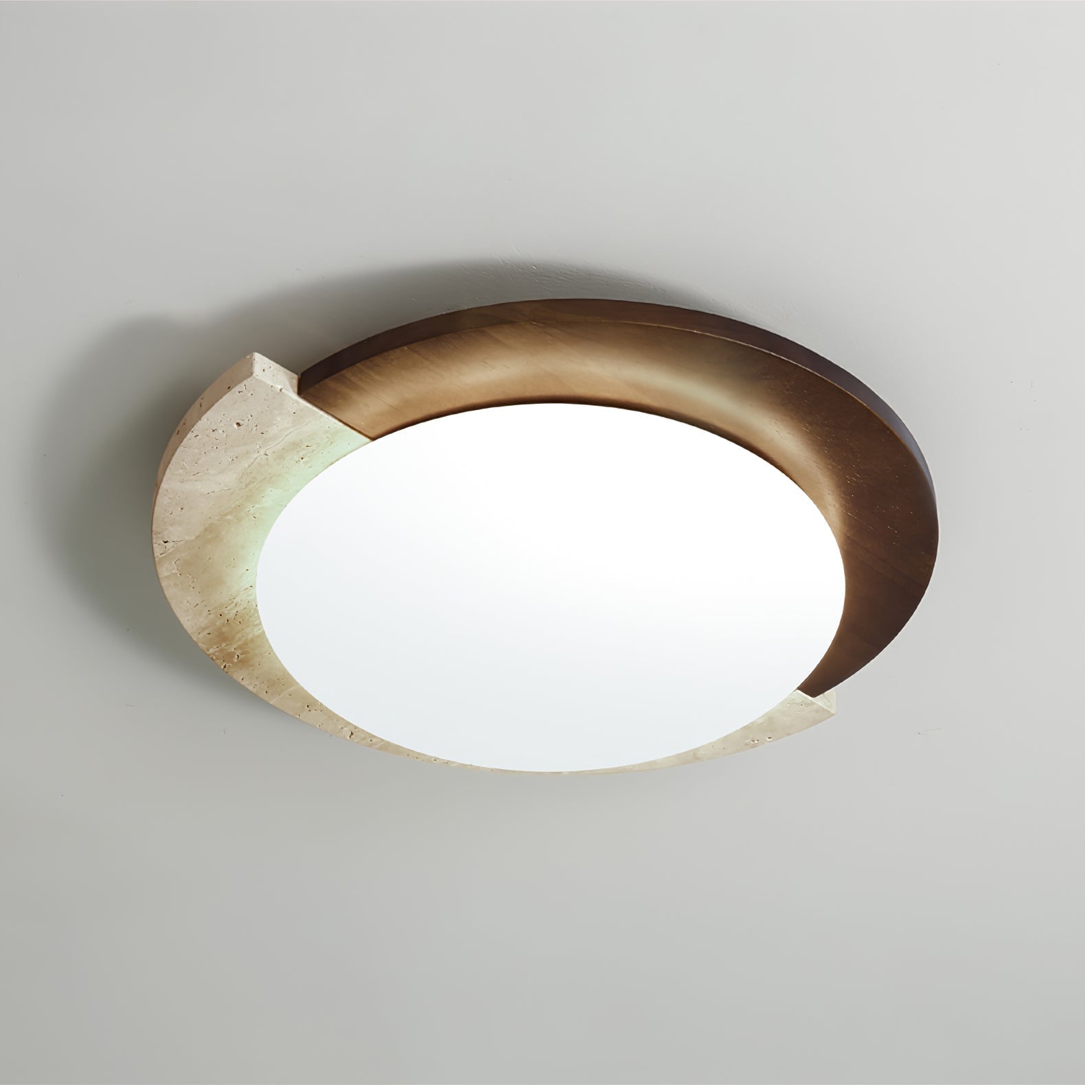 Cularo Arc-Rim Travertine Ceiling Light-Neutral Decor