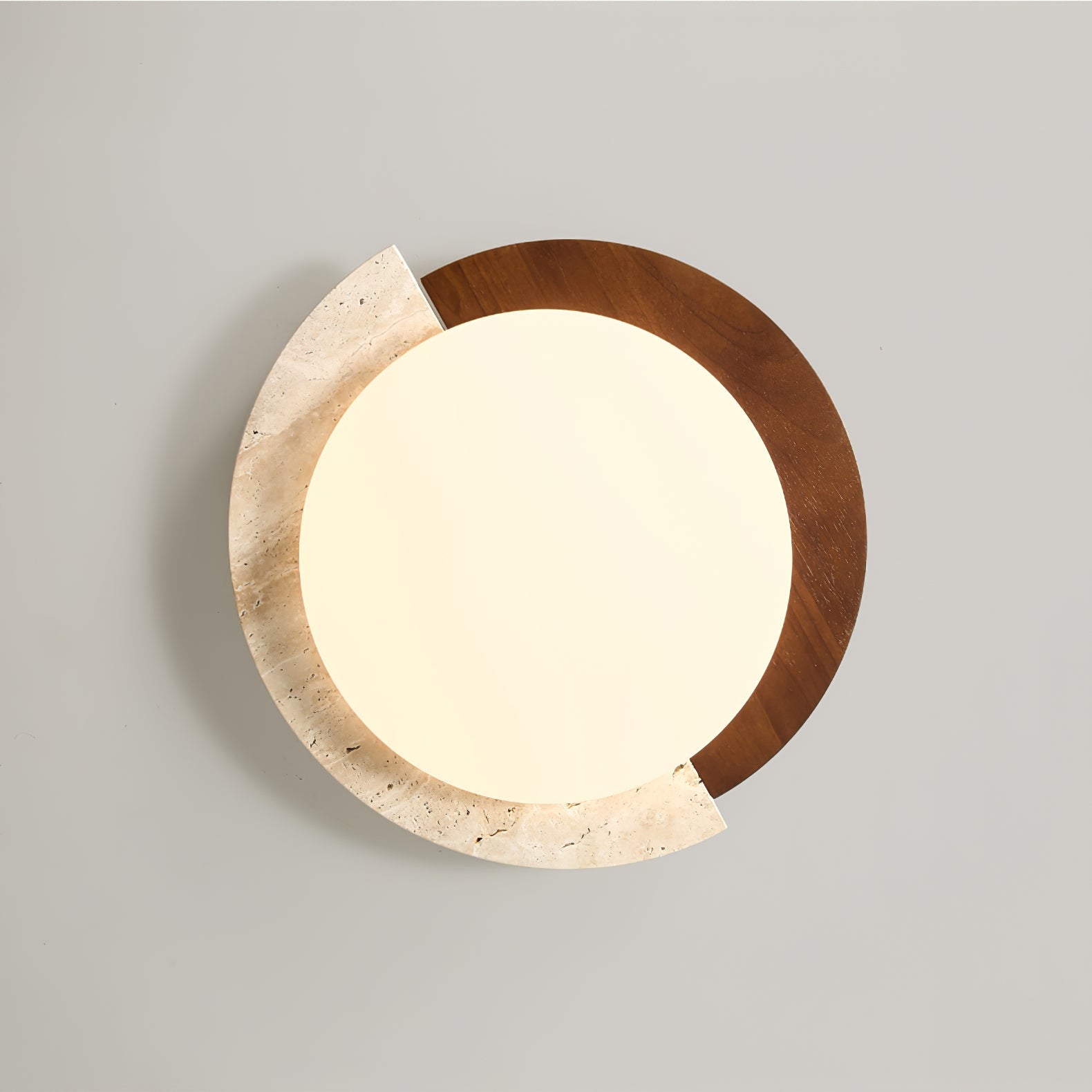 Cularo Arc-Rim Travertine Ceiling Light-Neutral Decor
