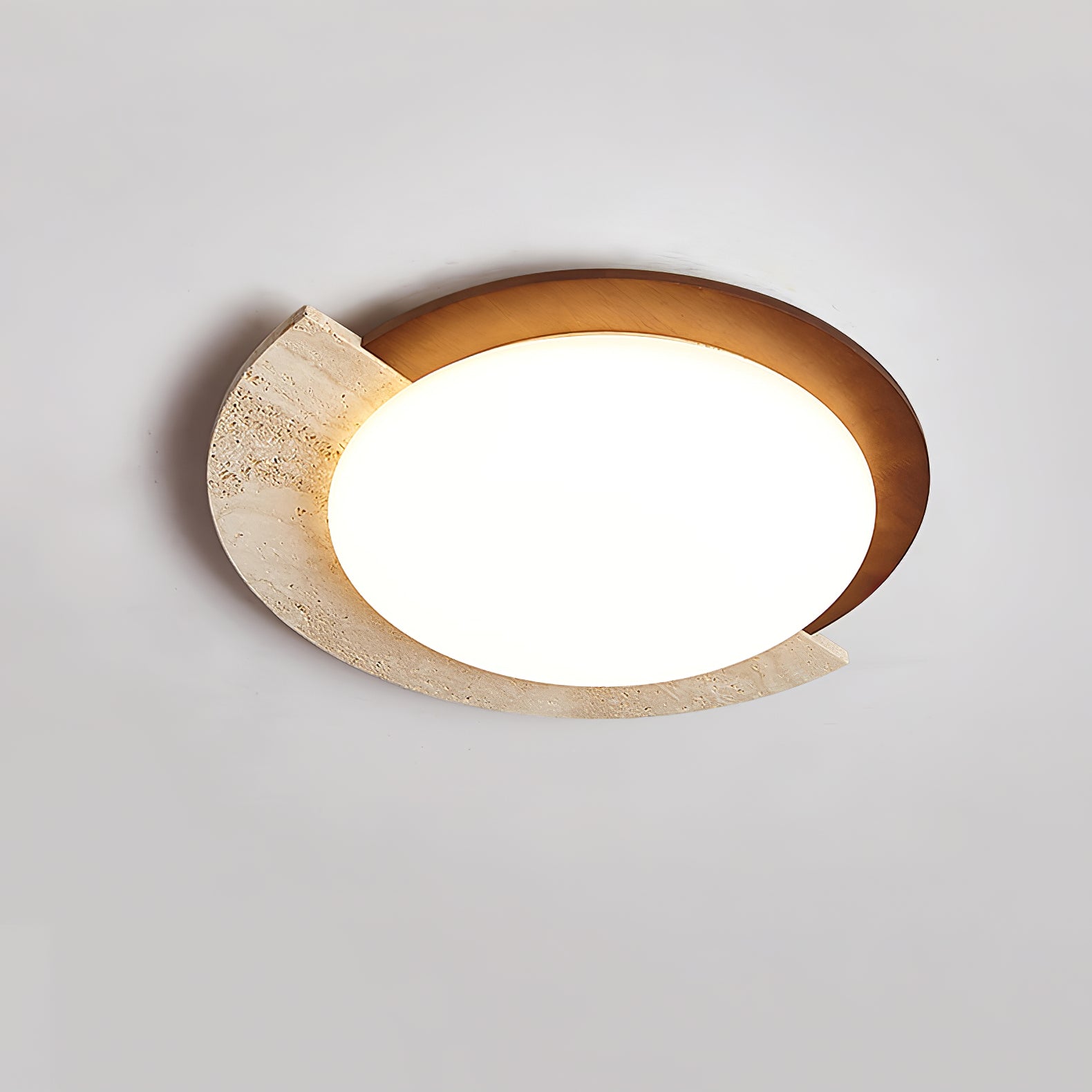 Cularo Arc-Rim Travertine Ceiling Light-Neutral Decor