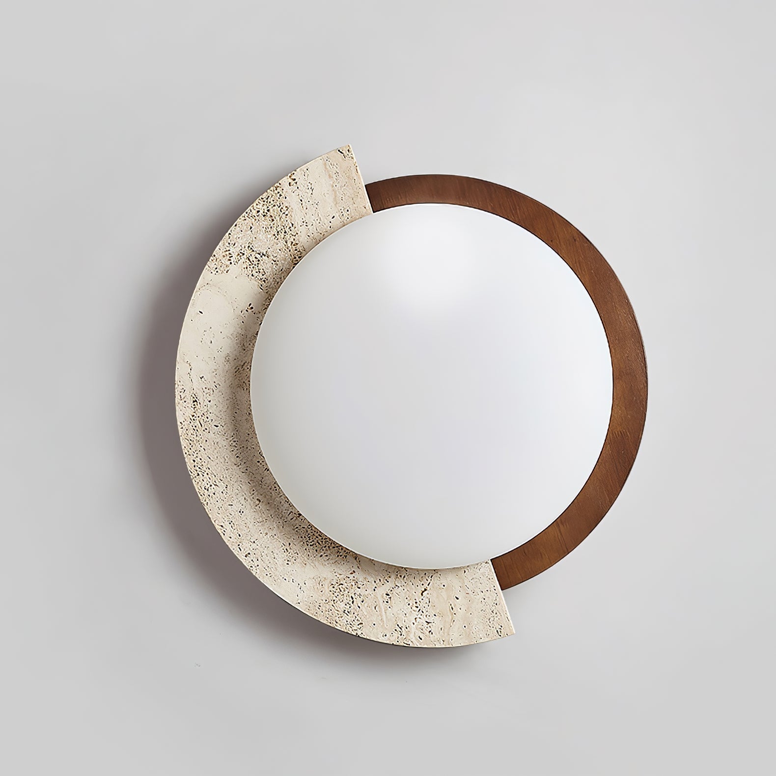 Cularo Arc-Rim Travertine Ceiling Light-Neutral Decor