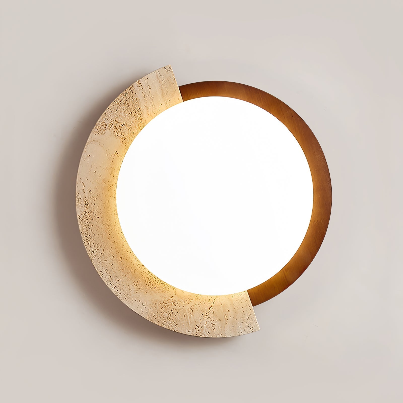 Cularo Arc-Rim Travertine Ceiling Light-Neutral Decor