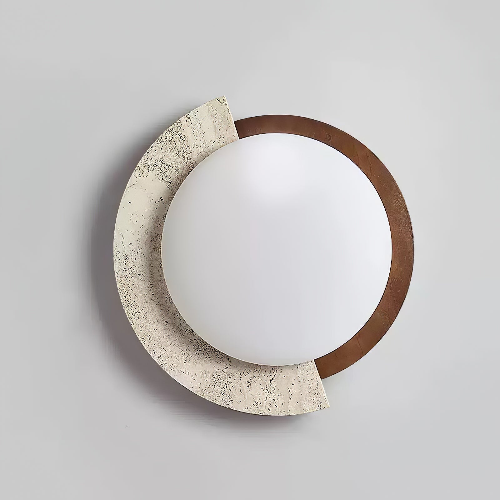 Cularo Arc-Rim Travertine Ceiling Light-Neutral Decor