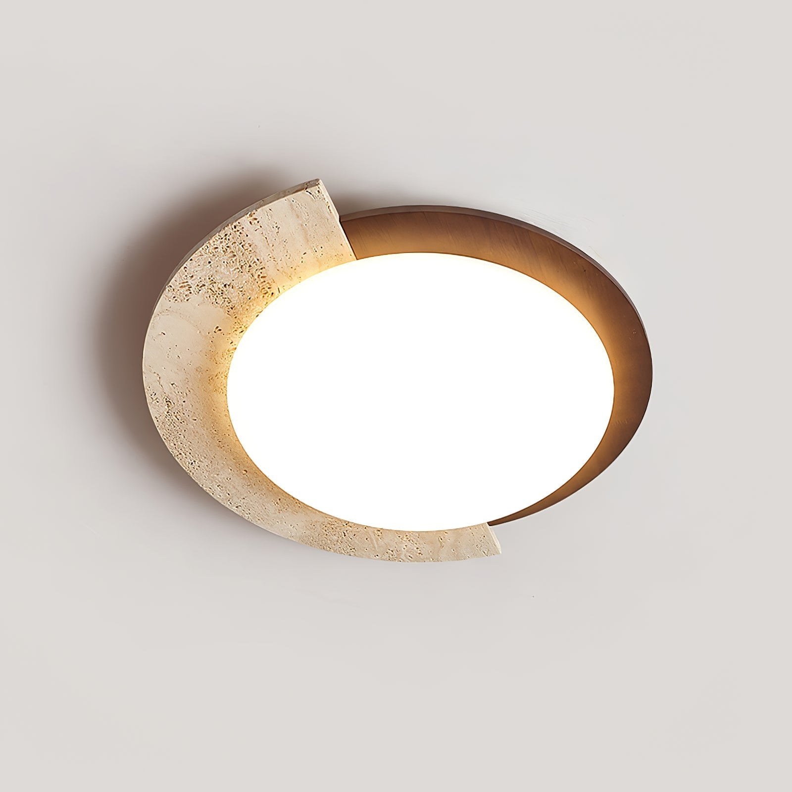 Cularo Arc-Rim Travertine Ceiling Light-Neutral Decor
