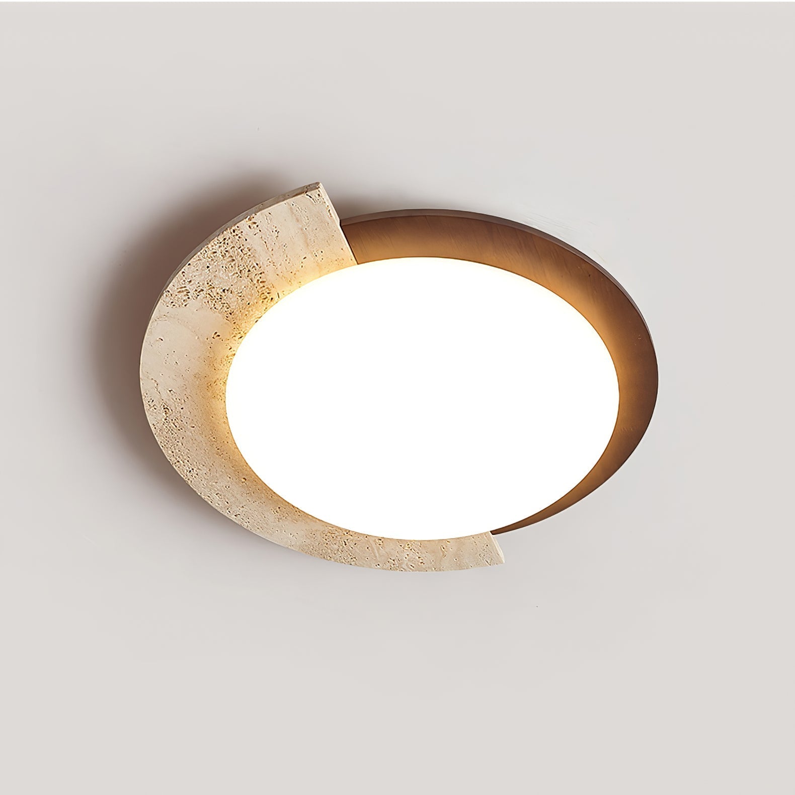 Cularo Arc-Rim Travertine Ceiling Light-Neutral Decor