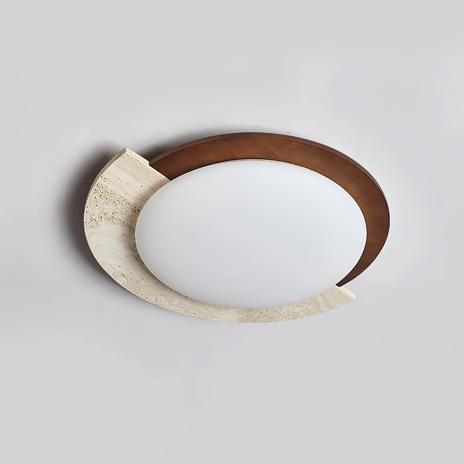 Cularo Arc-Rim Travertine Ceiling Light-Neutral Decor