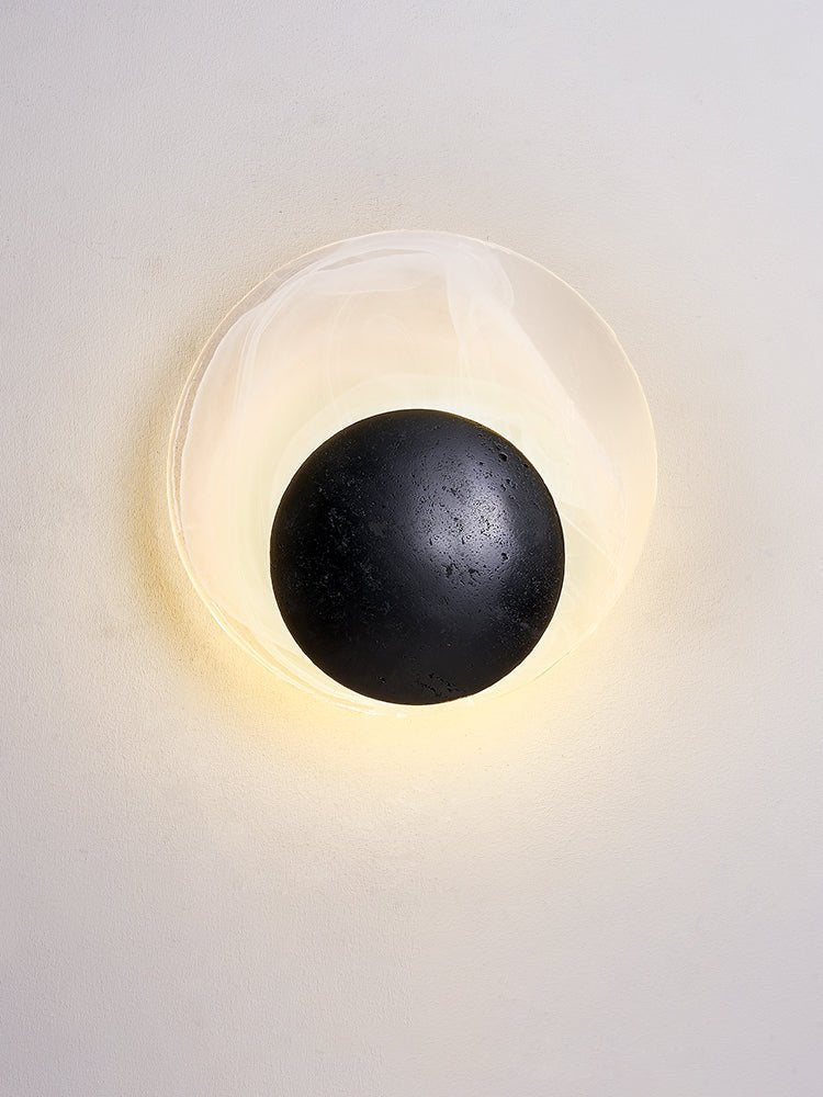 Orla Cosmica Eclipse Black Travertine Shell Wall Lamp-Neutral Decor
