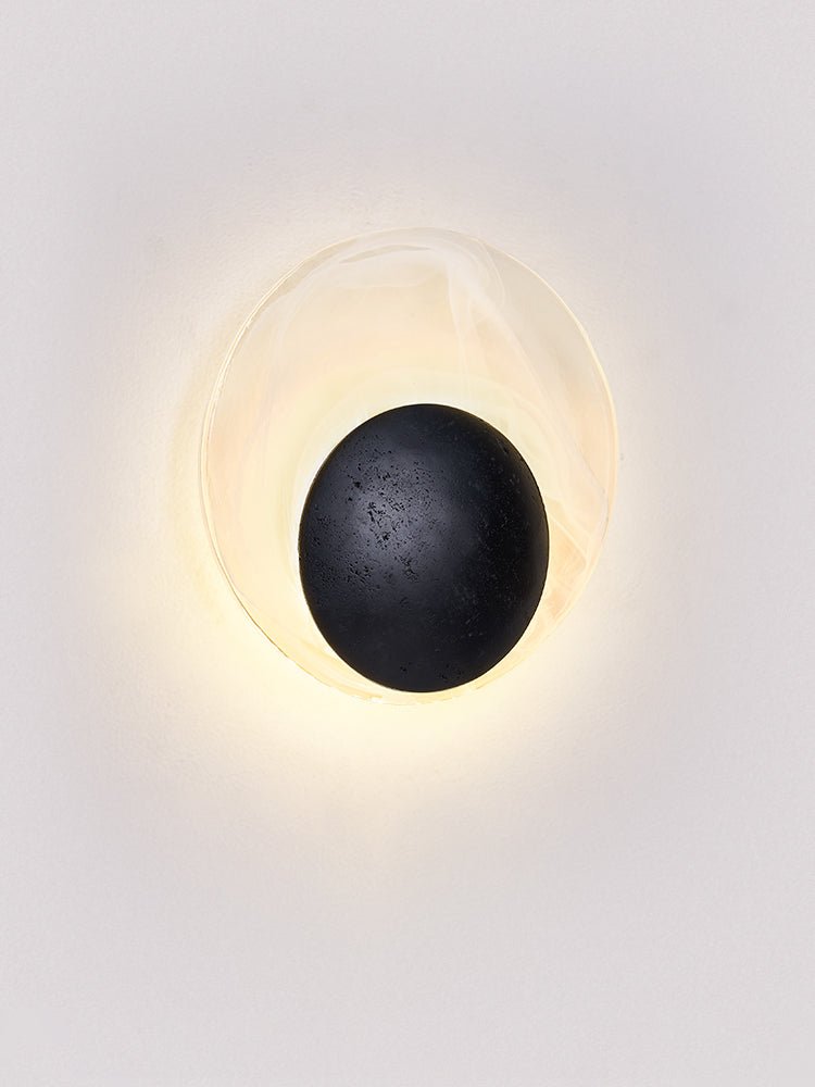 Orla Cosmica Eclipse Black Travertine Shell Wall Lamp-Neutral Decor