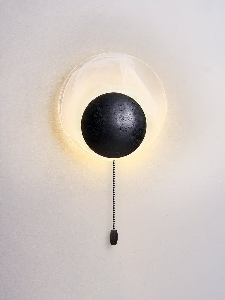 Orla Cosmica Eclipse Black Travertine Shell Wall Lamp-Neutral Decor