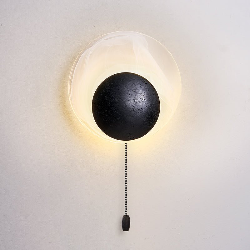 Orla Cosmica Eclipse Black Travertine Shell Wall Lamp-Neutral Decor