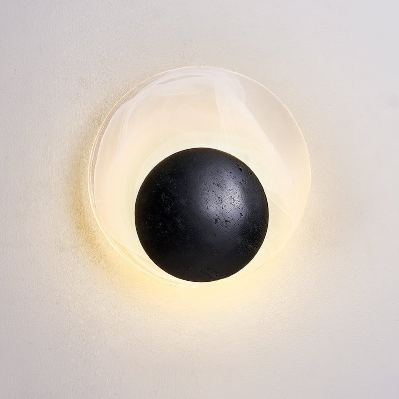 Orla Cosmica Eclipse Black Travertine Shell Wall Lamp-Neutral Decor