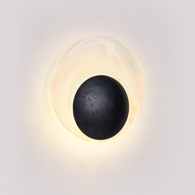 Orla Cosmica Eclipse Black Travertine Shell Wall Lamp-Neutral Decor