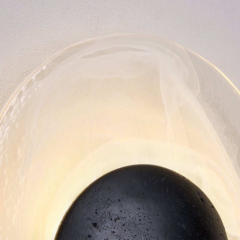 Orla Cosmica Eclipse Black Travertine Shell Wall Lamp-Neutral Decor