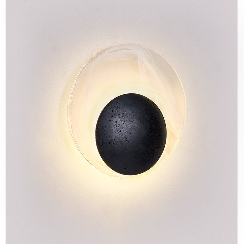 Orla Cosmica Eclipse Black Travertine Shell Wall Lamp-Neutral Decor
