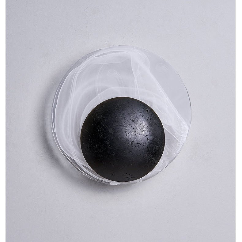 Orla Cosmica Eclipse Black Travertine Shell Wall Lamp-Neutral Decor