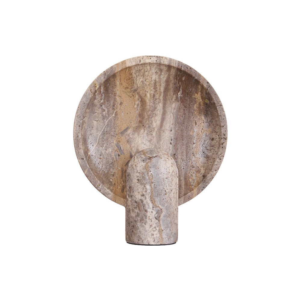 Valemu Saucer-Base Travertine Table Lamp-Neutral Decor
