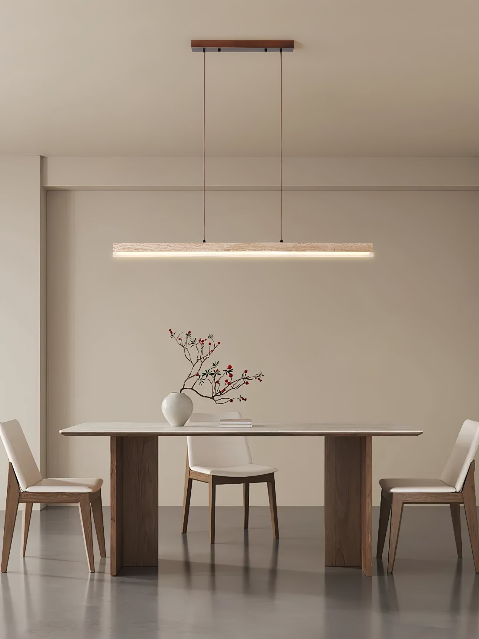 Eris Rectangular Travertine Pendant Light-Neutral Decor