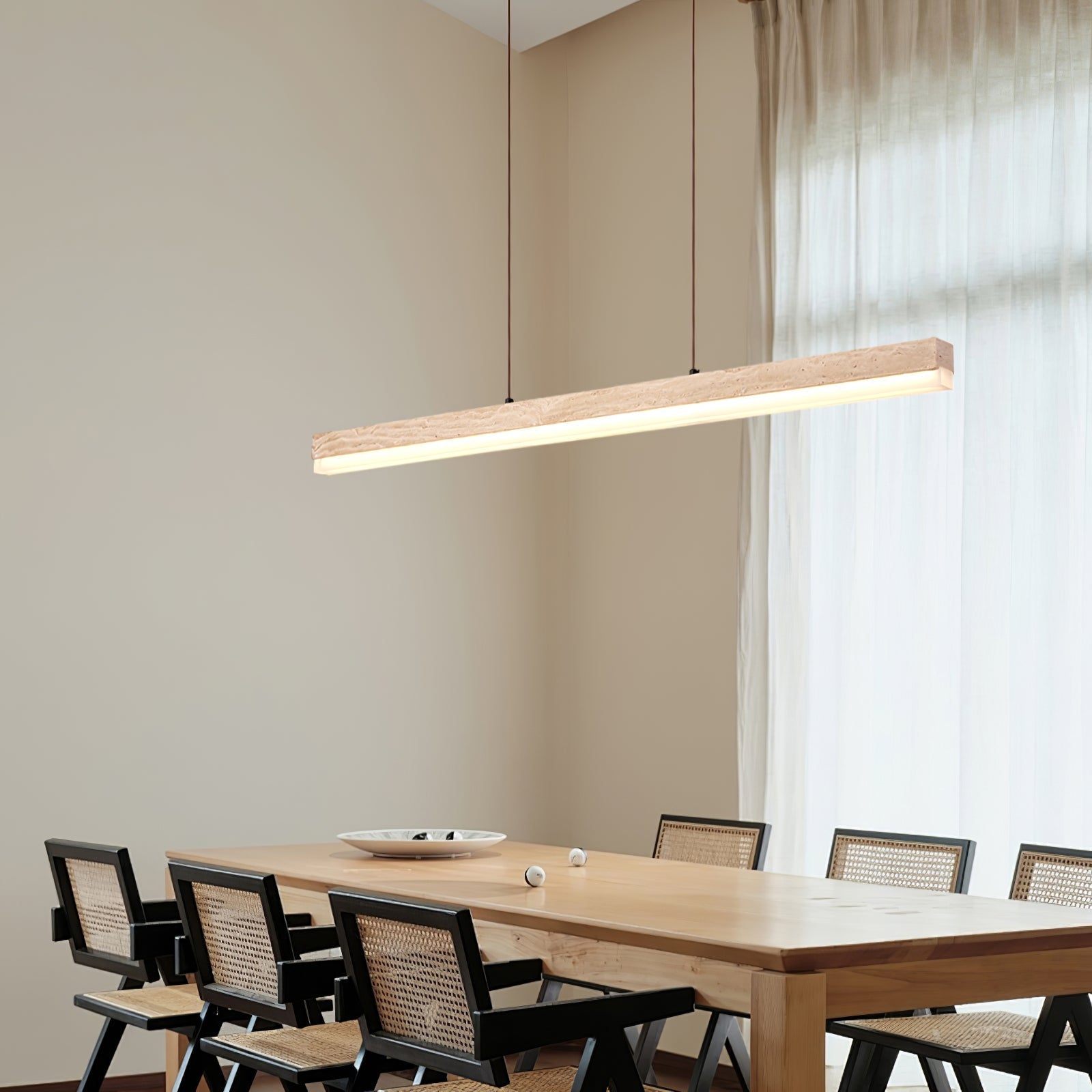 Eris Rectangular Travertine Pendant Light-Neutral Decor