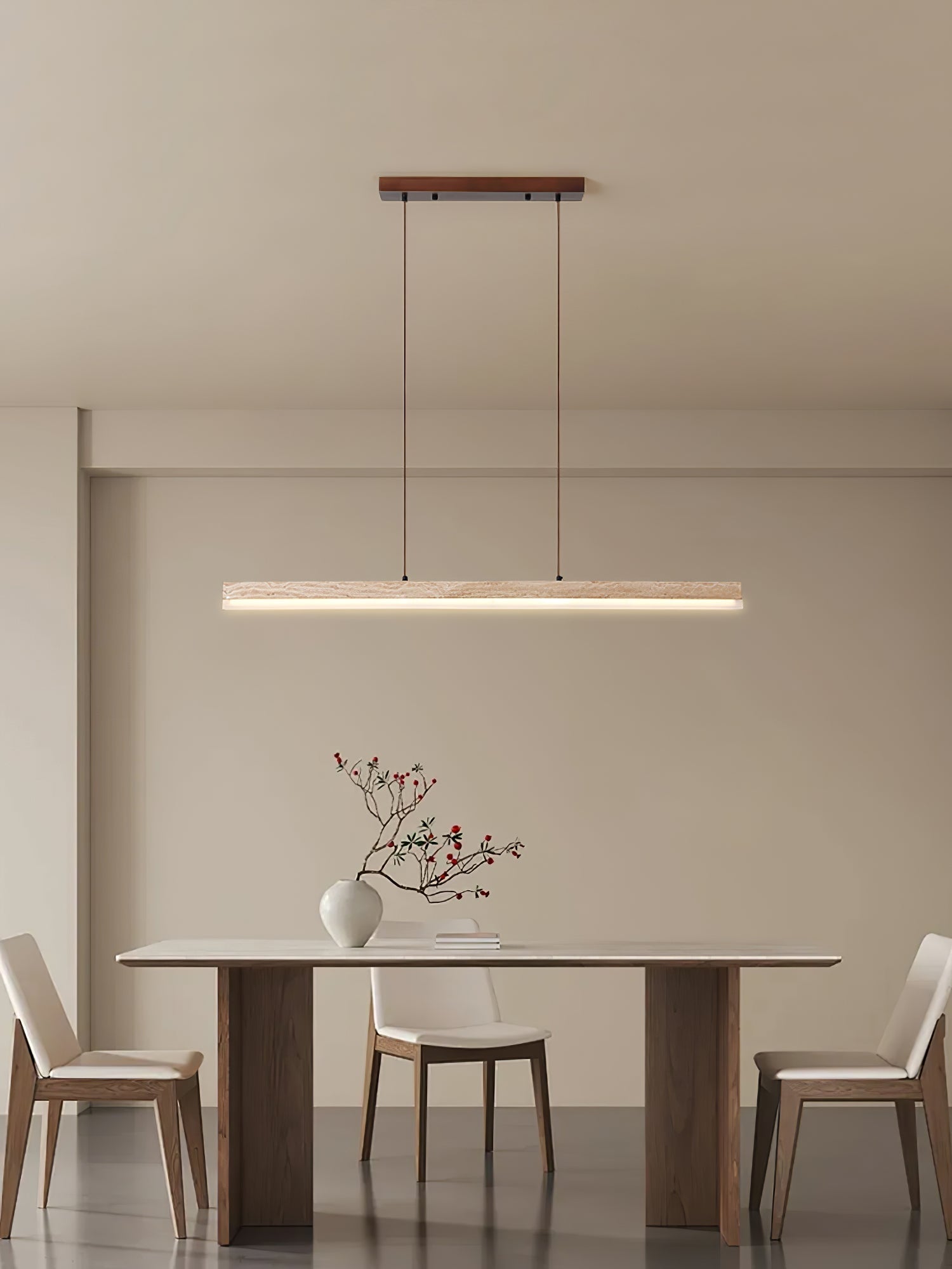 Eris Rectangular Travertine Pendant Light-Neutral Decor
