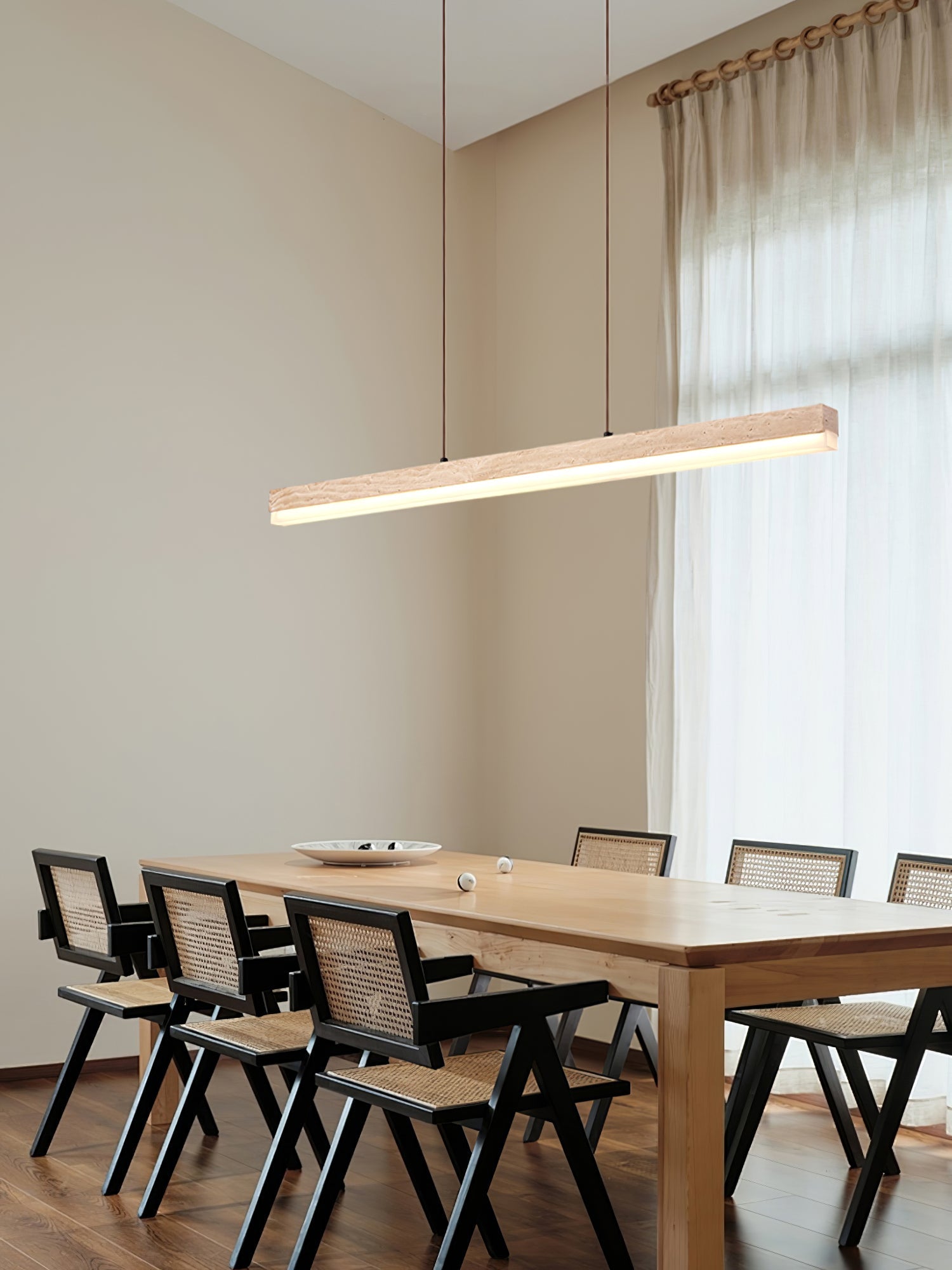 Eris Rectangular Travertine Pendant Light-Neutral Decor