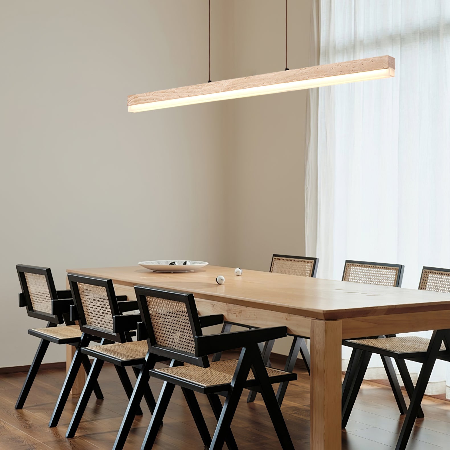 Eris Rectangular Travertine Pendant Light-Neutral Decor