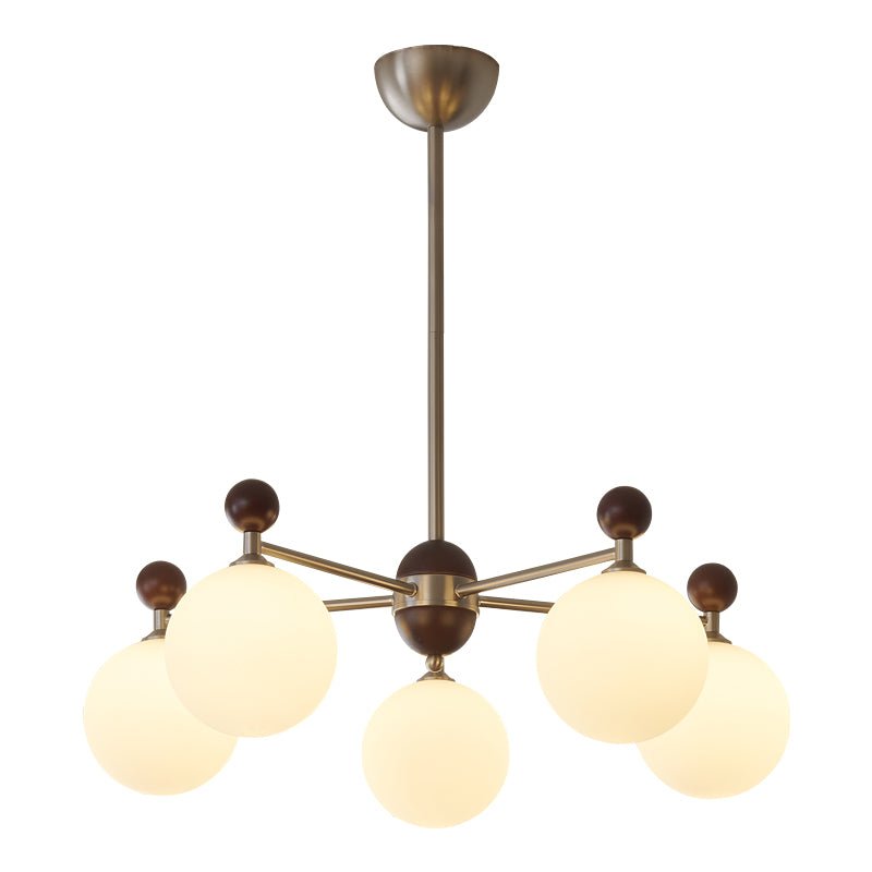 Cimirora Traditional Elegance Wood Glass Chandelier-Neutral Decor