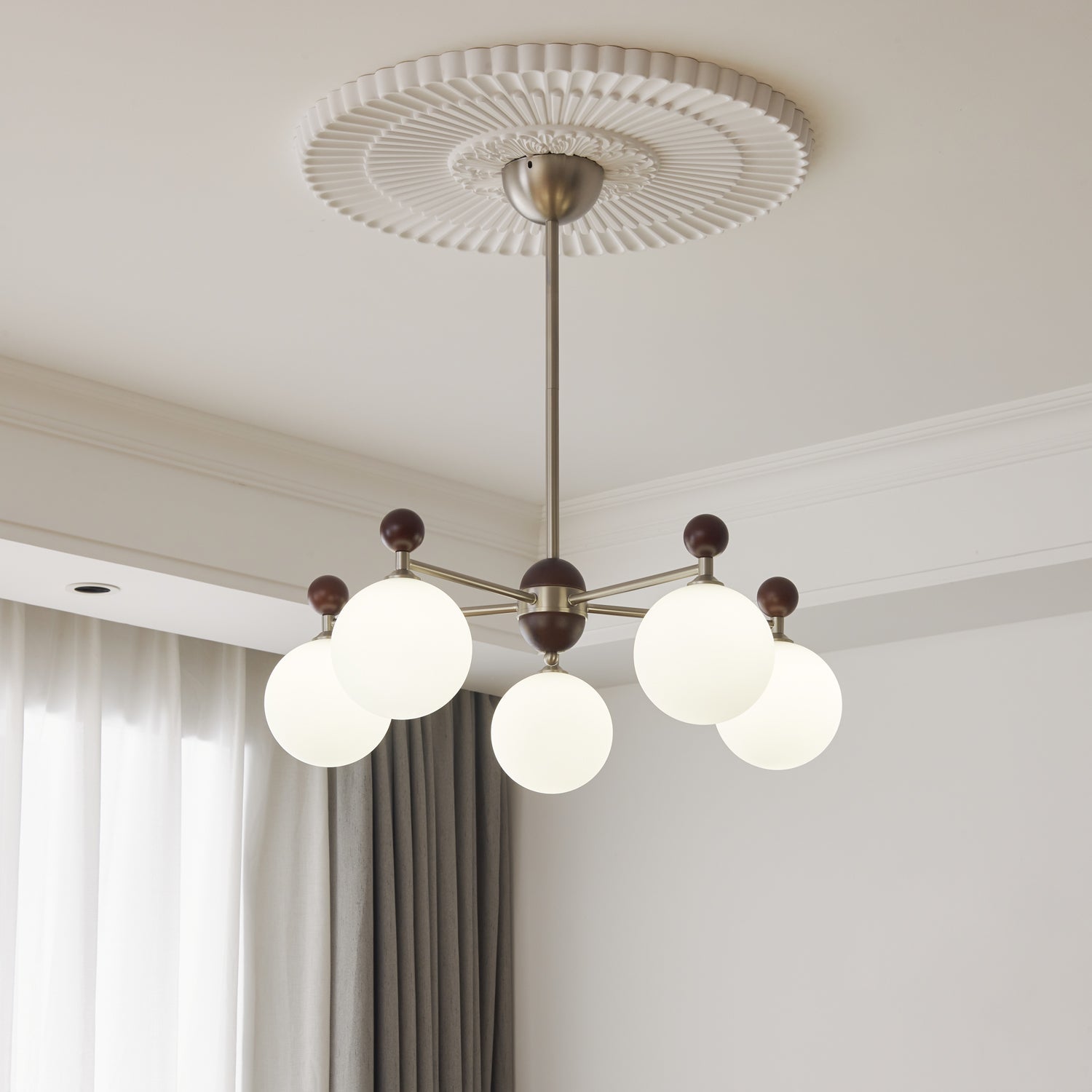 Cimirora Traditional Elegance Wood Glass Chandelier-Neutral Decor
